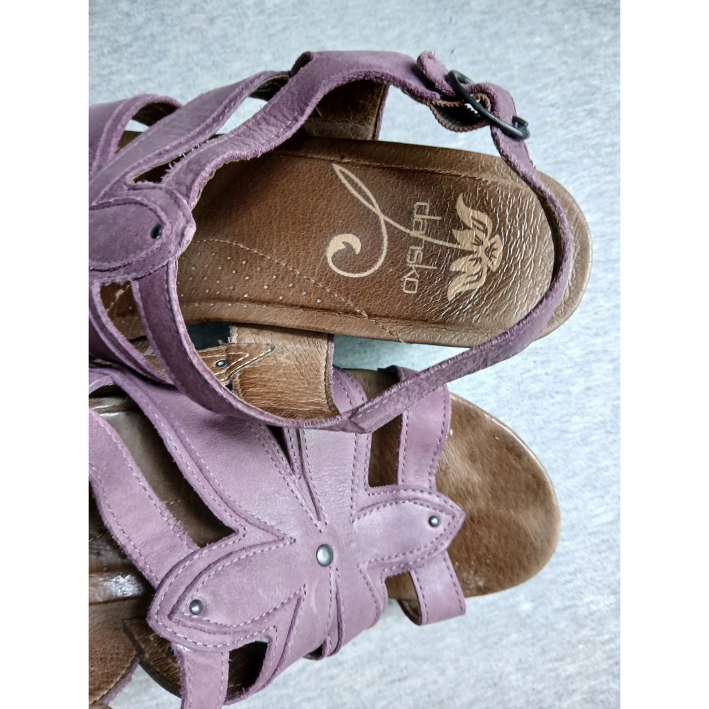 Dansko Sandals 41 / 10.5 Nina Leather Floral Comfort Boho Casual Block Heel - Picture 12 of 16